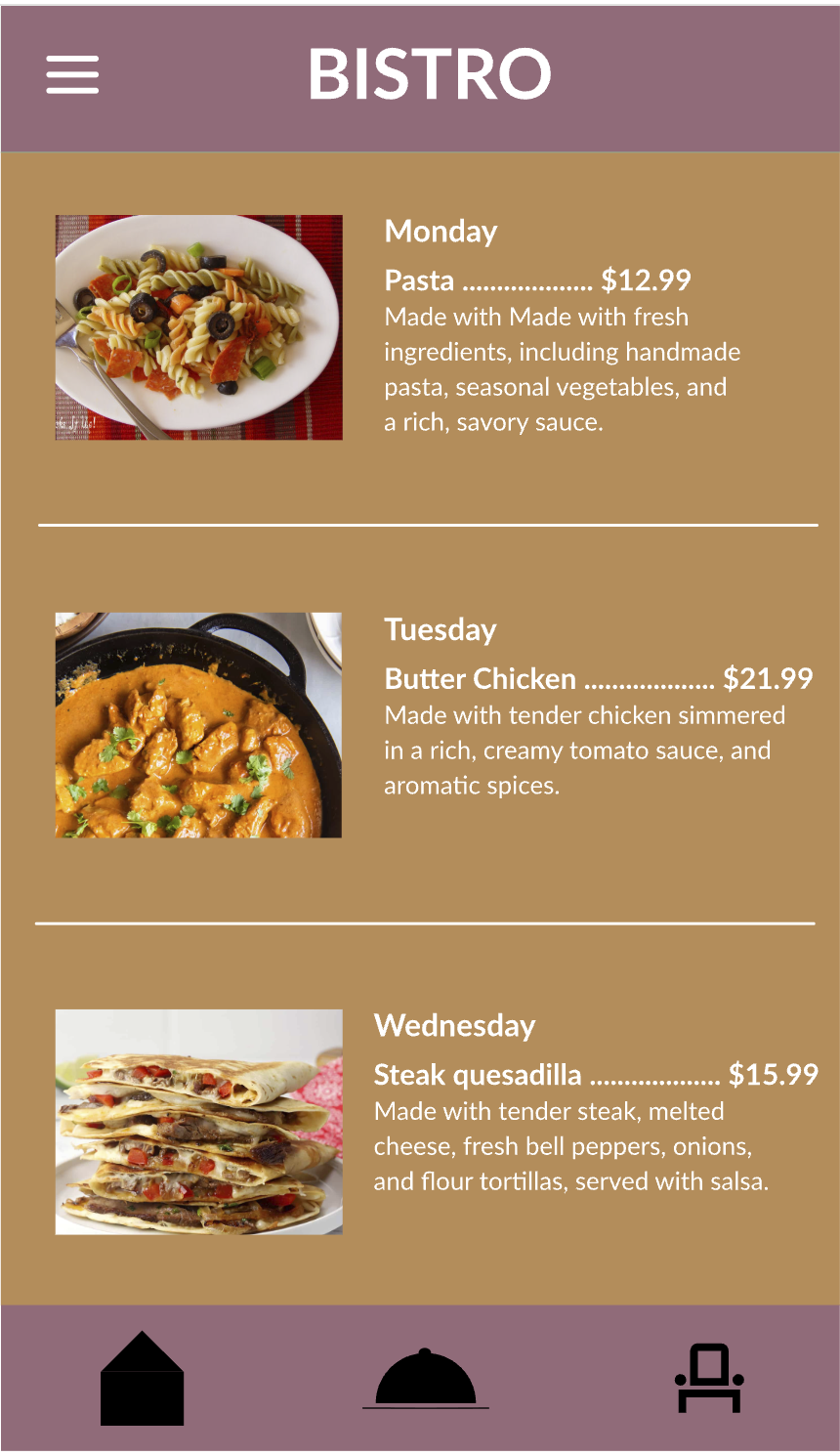 Bistro Menu